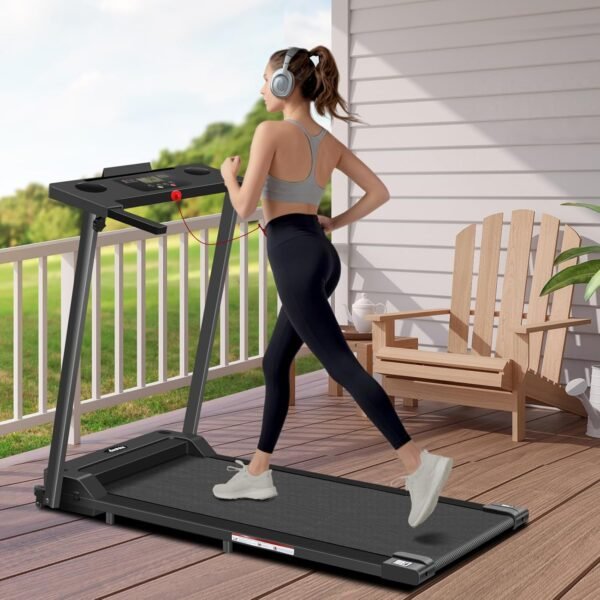 Portable Treadmill, Foldable Treadmills for Home, Small Folding Treadmill for Home Office with 300 LBS Capacity, Walking Running Exercise Electric Compact Treadmill with LED Display - Image 7
