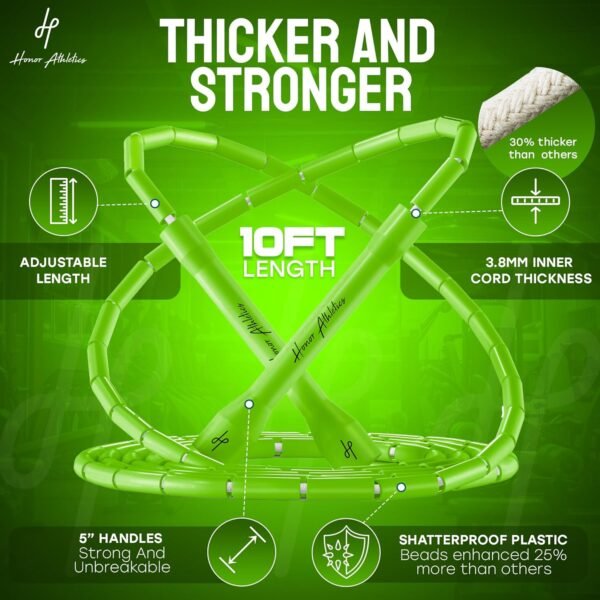 Honor Athletics 2.0 Beaded Jump Rope - Adjustable with Unbreakable Handles & Shatterproof Beads for Enhanced Fitness Training - Image 3