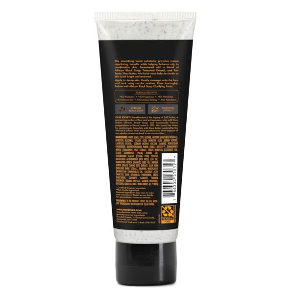SheaMoisture Facial Wash and Scrub African Black Soap for Blemish Prone Skin to Clarify Skin 4 oz - Image 3