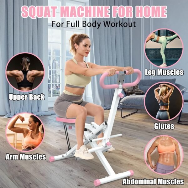 Squat Machine for Home, Squat Ride / Rowing Machine with Adjustable Resistance, Foldable Exercise Equipment, Glute & Leg Cardio Workout Machine - Image 3