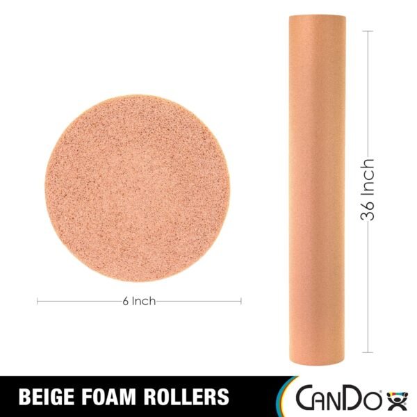 CanDo Beige PE Foam Rollers for Muscle Restoration, Massage Therapy, Sport Recovery and Physical Therapy 6" x 36" Round - Image 3