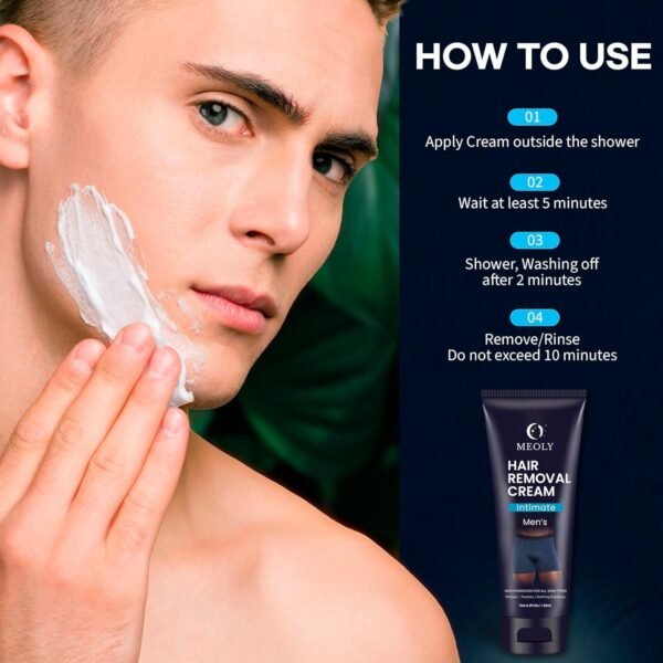 Intimate Hair Removal Cream for Men: Effective Painless Flawless Depilatory Cream for arms legs chest and Bikini Area Suitable for All Skin Types 4.2 fl.oz - Image 5