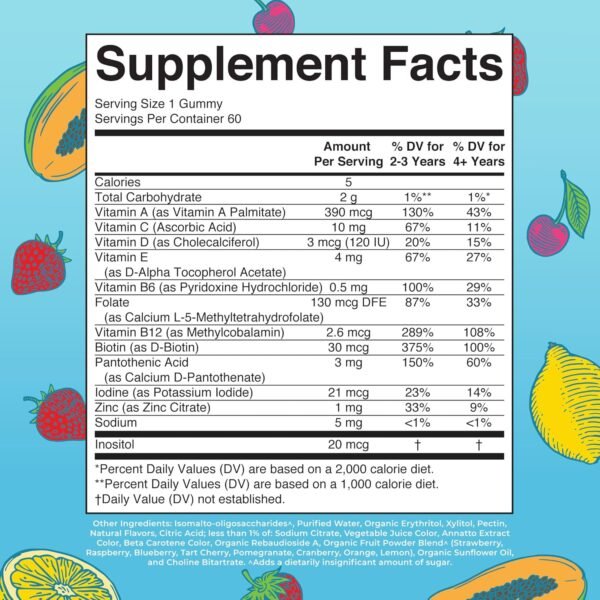 MaryRuth Organics Kids Vitamins | Multi | Sugar Free | 2 Month Supply | Kids Multivitamin Gummies for Ages 2+ | Multivitamin for Kids | Vitamins for Kids | Vegan | Only 1 Gummy a Day | 60 Count | - Image 3