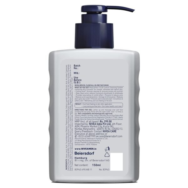 Nivea Men Oil Control All In One Face Wash - 150ml - Image 6
