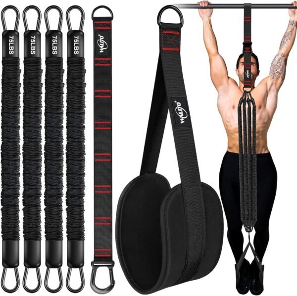 Pull Up Assistance Bands, Heavy Duty Assisted Pull Up Bands for Pull Up Assist, Adjustable Weight/Size with Fabric Feet Mats, Upgrade Pull Up Assist Bands for Strength Training - Image 2