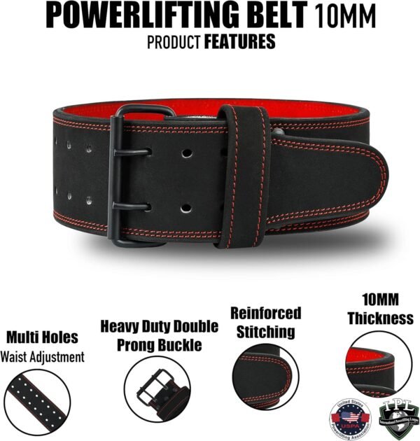 Weight Lifting Belts - Free Strap 4” Wide 10mm Thick for Weightlifting Bodybuilding Powerlifting Belt Superior Back Support Gym Belts for Men Women - Image 3