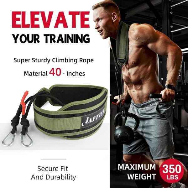 Jaffick Dip Belt with Steel Chain for Weightlifting Pullup Gym Weighted Lifting Belt for Powerlifting Squat Bodybuilding Waist Support for Both Men and Women - Image 7