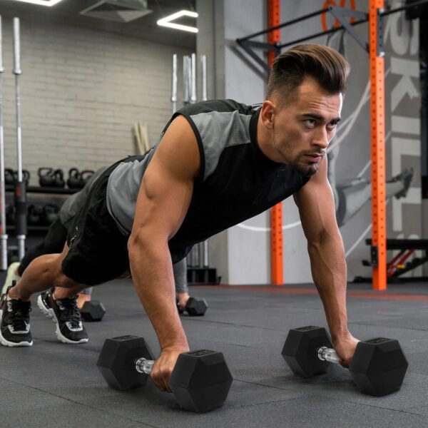 Signature Fitness Premium Rubber Encased Hex Dumbbell Sets, 60LBS, 100LBS, 150LBS, 210LBS, 300LBS, 550LBS Options - Image 8