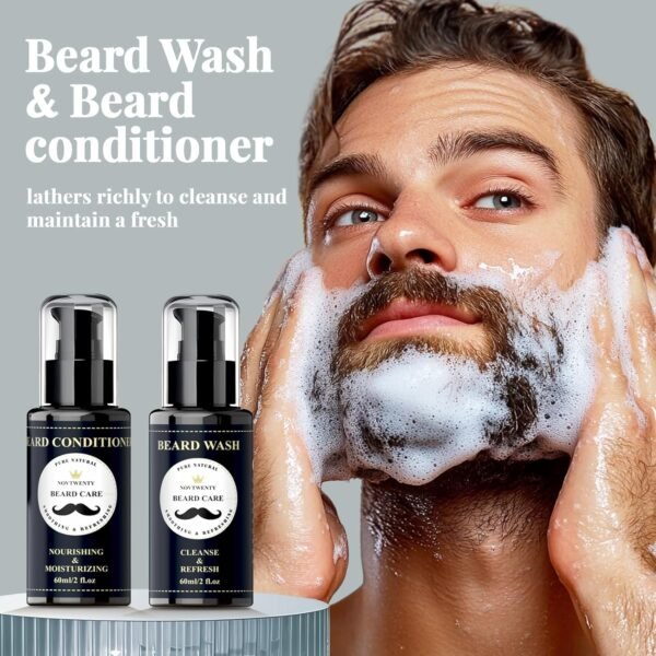 Beard Growth Kit - 7 Pcs Beard Care Kit for Men, Includes Beard Wash, Beard Oil&Growth Oil, Beard Conditioner, Beard Balm, Beard Comb, Gift Box Set for Boyfriend Husband Fathers - Image 7