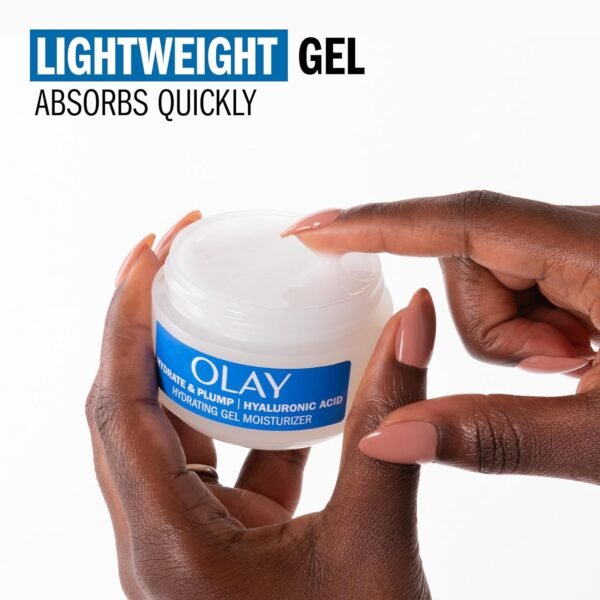 Olay Plump & Hydrate Hyaluronic Gel Face Moisturizer, 2 oz Fragrance Free Hydrating Gel Moisturizer for Dry Skin with Hyaluronic Acid and Niacinamide, Recyclable Eco Jar Packaging - Image 6