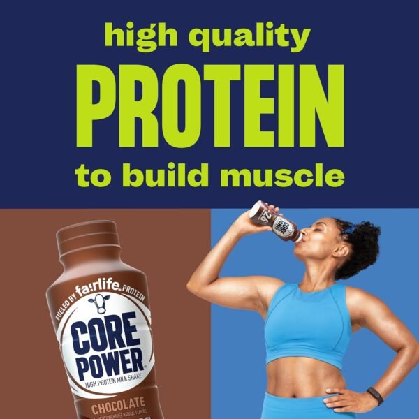 Core Power Protein Shake, Chocolate, 26g Bottle, 14oz, 12 Pack - Image 4