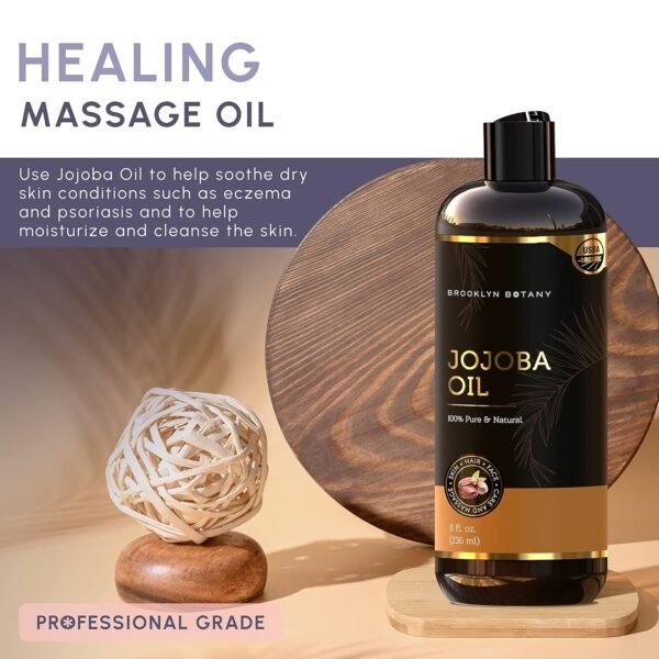 Brooklyn Botany USDA Organic Cold-Pressed Jojoba Oil for Skin, Hair and Face - 100% Pure and Natural Body Oil and Hair Oil - Carrier Oil for Essential Oils, Aromatherapy and Massage Oil - 8 fl Oz - Image 6