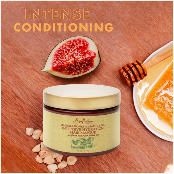 SheaMoisture Hair Mask Moisturizer, Manuka Honey & Mafura Oil, Intensive Hydration Hair Masque, Curly Hair Products, Coconut Oil, Organic Shea Butter, African Rock Fig & Baobab Oil (2 Pack-12 Oz Ea) - Image 4