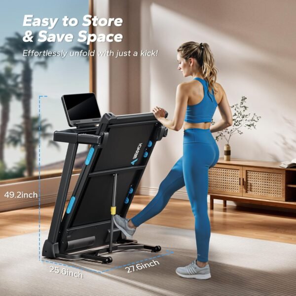 MERACH Foldable Treadmill with Incline, 7.5MPH Quiet Treadmills for Home with Double Deck Technology, 4 Silicone Shock Cushion, Heart Rate Monitoring,16.5" Wider Belt, APP - Image 5