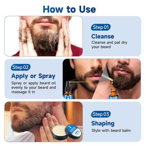 Beard Growth Oil & Beard Balm - Beard Growth Kit with 2X Concentration Biotin for Men, Natural Ingredients with Argan Oil, Jojoba Oil and Vitamin (Sandalwood) - Image 8