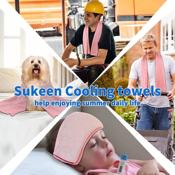 Sukeen 4 Pack Cooling Towel (40"x12") for Sweat, Quick-Drying Neck Cooling Wraps, Soft & Breathable Chilly Sports Towel for Yoga, Sport, Running, Workout, Cooking, Microfiber - Image 6
