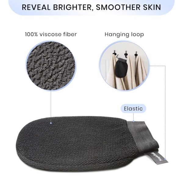 Korean Exfoliating Mitt for Remove Dead Skin. 2 Pack 100% Viscose Kessa Deep Exfoliating Gloves for Body Scrub, Keratosis Pilaris and Self Tanning. Easily Smooth Skin Surface. - Image 4