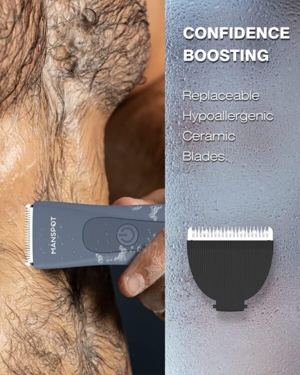 MANSPOT Electric Groin Hair Trimmer Men's Shaving & Grooming Sets Kit with 4 Guards and Replaceable Ceramic Blade Heads, Waterproof Wet/Dry Trimmer for Men, 90 Minutes Shaving, Grooming Sets - Image 5