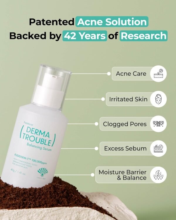 Derma Trouble Balancing Serum (1.41oz) Valentines Day Gifts Soothe Troubled Skin for a Balanced, Healthy Complexion. Gentle Serum for Comedonal Acne Korean Skin Care with Fusiderm-T 100000ppm - Image 5