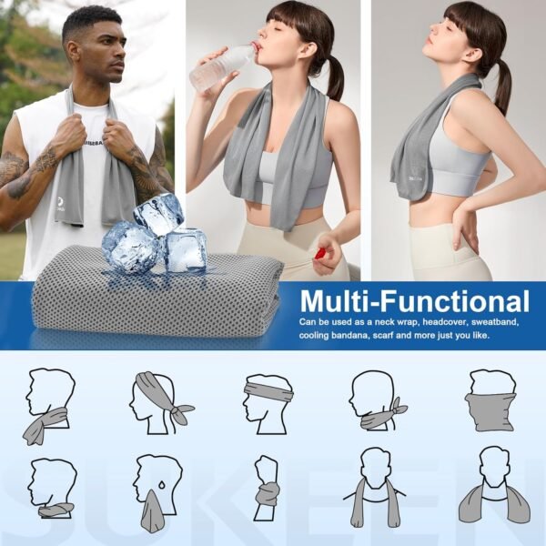Sukeen Cooling Towel 8 Pack (40"x 12"), Cooling Towel for Neck and Face, Microfiber Breathable Towel for Hot Weather, Sweat Towel for Gym, Sport, Yoga, Golf, Workout, Camping, Running - Image 6