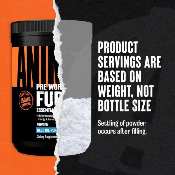 Animal Fury Pre Workout Powder - Energy and Focus Supplement with 5g BCAA, 350mg Caffeine Nitric Oxide Booster with Beta-Alanine, Preworkout for Men and Women, Blue Ice Pop Flavor, 30 Servings - Image 3