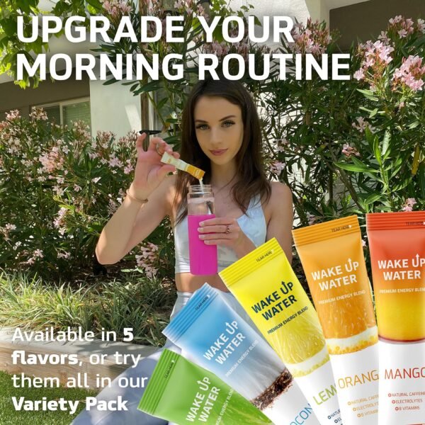 Wake Up Water - Energy + Hydration Sugar Free 15 Packet, Variety Pack - Energy Drink Powder, Electrolytes Powder Drink, Natural Caffeine Mix Packet, B Vitamins, 5 Calories, Gluten Free - .10 oz (2.9g) - Image 7