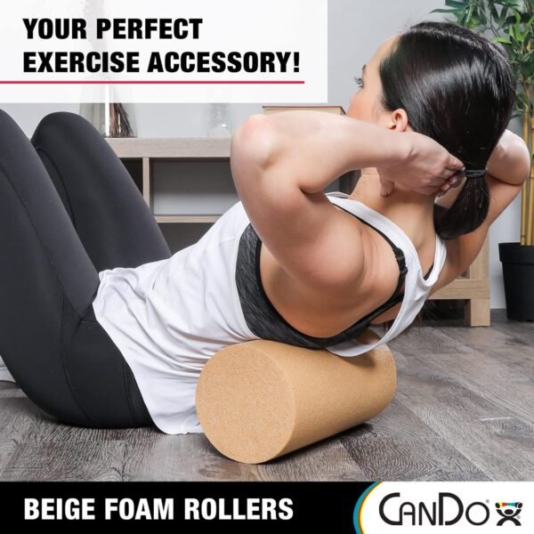 CanDo Beige PE Foam Rollers for Muscle Restoration, Massage Therapy, Sport Recovery and Physical Therapy 6" x 36" Round - Image 4