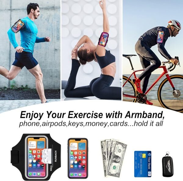 Running Armband for Google Pixel 8/8 Pro/7/7a/7 Pro/6/6a/6 Pro/5/5a/4/4a/4XL/3a/3 XL,Water Resistant Sport Armband with Zipper Slot for Pixel Buds and Car Key (Black) - Image 5