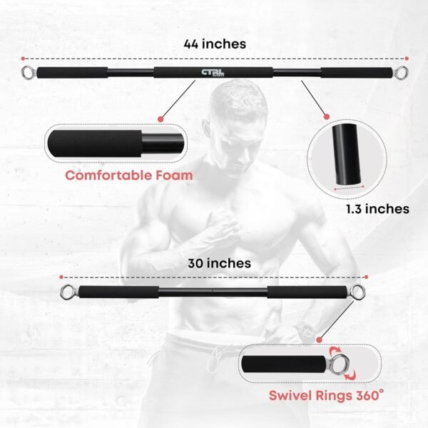 Resistance Band Bar for Fitness – Workout Bar for Exercise, Squat, Biceps, Triceps, Shoulders, Back – Adjustable 3 Parts Bar for Resistance Bands – Durable Portable Steel Pilates Resistance Bar - Image 3