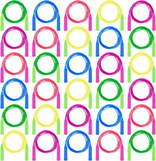 Aneco 30 Pack Kids Jump Rope Set 7.3 Feet Outdoor Jump Ropes Colorful Kids Jumping Ropes Great Sports Activities Birthday Party Favors Gifts - Image 2