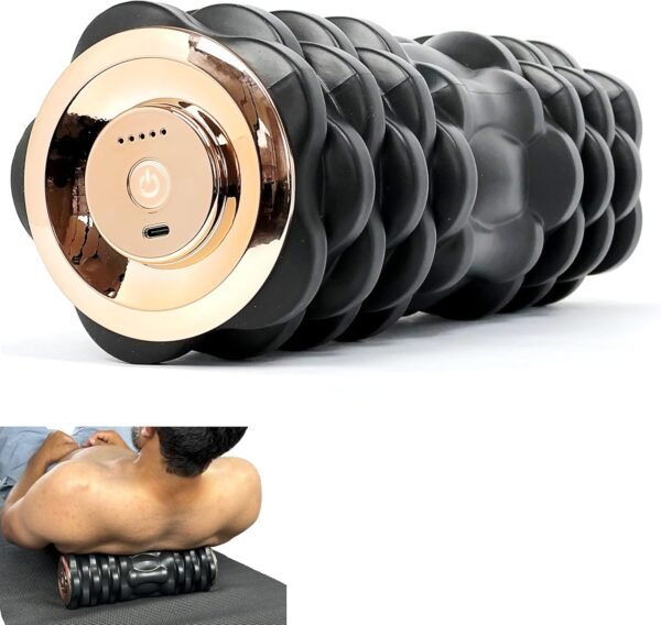 Vibrating Foam Roller Massager –Electric Foam Roller with 4 Vibration Modes– Rechargeable Battery – Durable Foam & Solid Core – Recovery,Fitness, Sports – Travel Foam Roller (Black) - Image 2