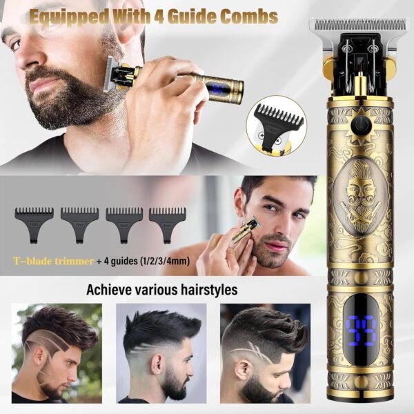 Professional Hair Trimmer Hair Clippers for Men, Nose Hair Trimmer Men's Shaver Set,Cordless T-Blade Beard Trimmer Mens Barber Clippers,Electric Foil Shavers Razor for Men Haircutting Kit - Image 8