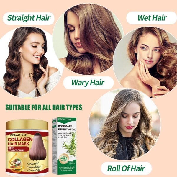 Rosemary Oil for Hair Growth,Collagen Hair Treatment Hair Mask,Natural Deep Conditioner Hydrating Hair Mask,Pure Organic Rosemary Oil for Eyebrow and Eyelash, Nourishes The Scalp for Hair Growth - Image 6