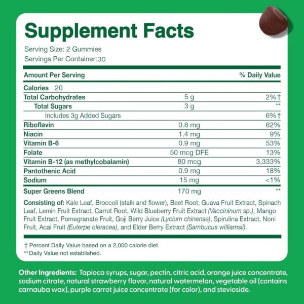 Feel Great Super Green Gummies for Kids | Fruit and Vegetable Gummies | Vegan Veggie Gummy Multivitamin for Kids | Veggie Fiber Supplement | 60 Count - Image 8