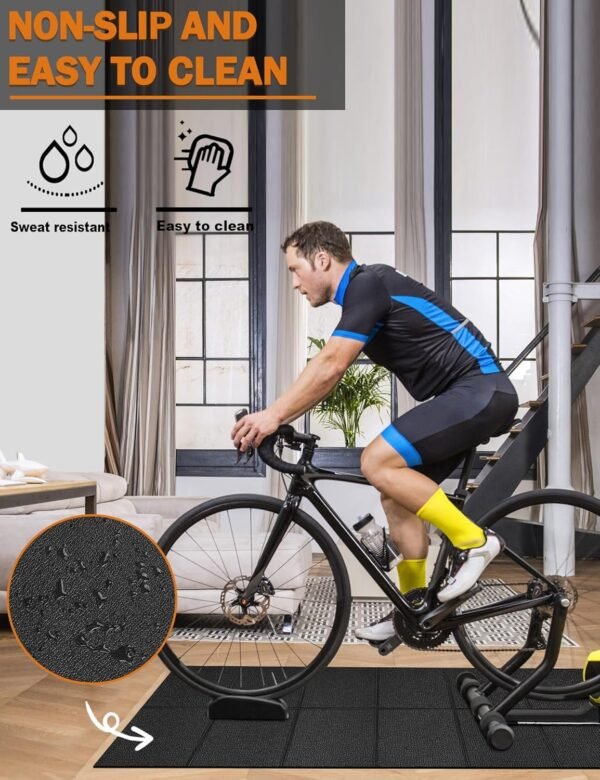 Exercise Equipment Mat 24"x68"/ 30"x60"/ 36"x78"/ 36"x96" Treadmill Mat Exercise Bike Mat for Stationary Spin Bike Trainer Elliptical Gym Workout Fitness Equipment Rower Mat for Hardwood Floors - Image 8