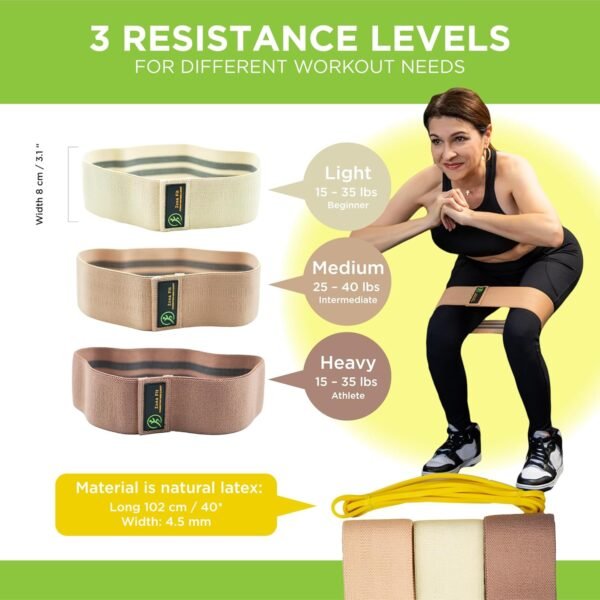 Multifunction Booty Resistance Band, Booty Legs, Physical Therapy, Natural Latex Pull Up Band Set. Fabric Bands Yoga, Non-Slip, Stretch Pilates Flexbands. Workout Bands, Rehab, Fitness and Home Gym. - Image 5