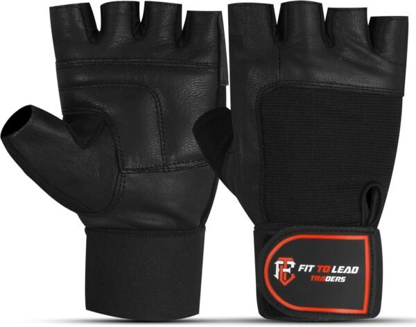 Weightlifting Gym Gloves with Non-Slip Leather Palm for Fitness, Bodybuilding, and Workout for Men and Women - Image 2
