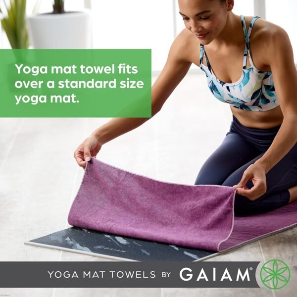 Gaiam Yoga Mat Towel Microfiber Mat-Sized Yoga Towel for Hot Yoga - Image 3