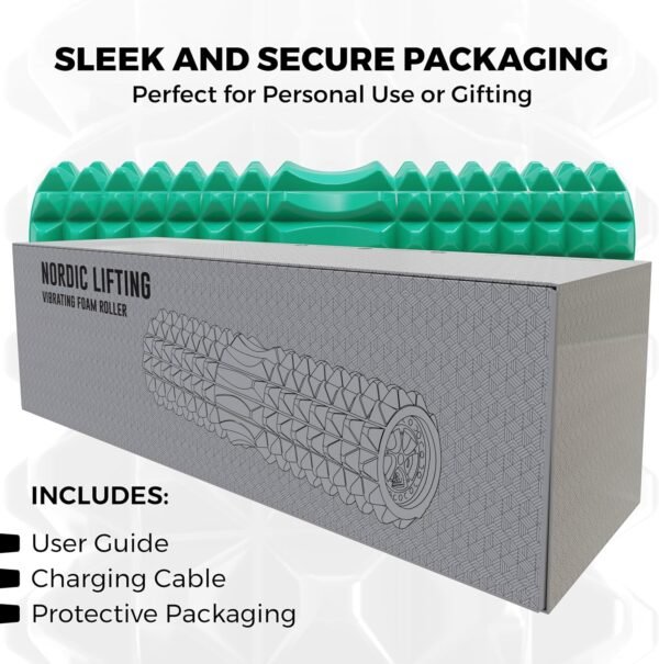 Nordic Lifting Vibrating Foam Roller w/ 5 Intensity Vibration, High Density EVA Foam for Deep Tissue Massage & Muscle Recovery - Ideal for Back Pain, Plantar Fasciitis Relief, Physical Therapy - Green - Image 8