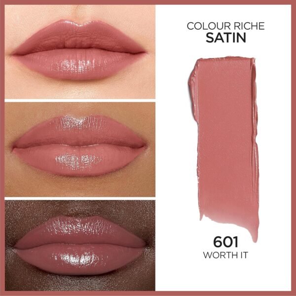 L’Oréal Paris Colour Riche Satin Lipstick for Moisturized Lips,Lip Makeup with Argan Oil and Vitamin E,Worth It,0.13 Oz - Image 3