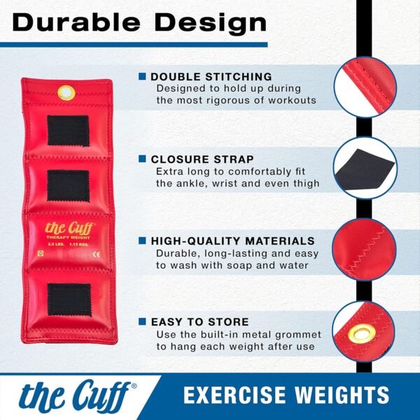 The Cuff Original Adjustable Ankle and Wrist Weight for Training, Dance, Running, Cardio, Aerobics, Toning, and Physical Therapy for Men and Women, 10 lb, Brown - Image 4