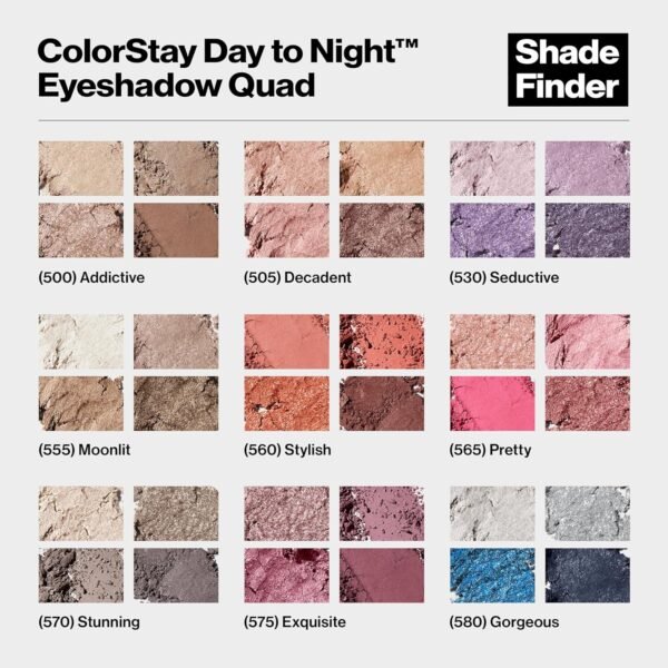 REVLON ColorStay Day to Night Eyeshadow Quad, Valentine's Day Makeup Gifts for Women, Longwear Shadow Palette with Transitional Shades and Buttery Soft Feel, Crease & Smudge Proof, 565 Pretty - Image 7