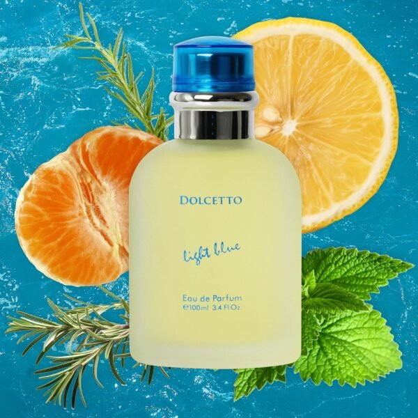 NovoGlow Dolcetto Light Blue Eau De Parfum for Men 3.4 Fl. Oz. 100ml Refreshing Combination of Woody Floral & Aquatic Fragrance - Scent Lasts All Day A Gift for Any Occasion - Image 4