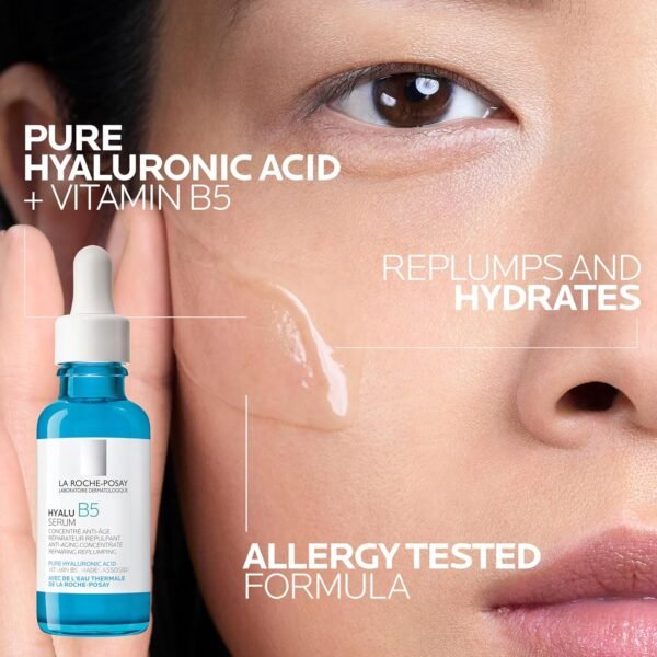 La Roche-Posay Hyalu B5 Pure Hyaluronic Acid Serum for Face, Vitamin B5 + Hyaluronic Acid + Madecassoside, Hydrating Serum Visibly Plumps Skin, Sensitive Skin Safe, Anti Aging, Oil-Free - Image 6