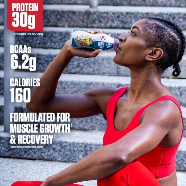 Dymatize Performance Protein Shake, Fruity Pebbles, 30g of Protein, 6.2g BCAA for Muscle Recovery, No Added Sugar, Low Fat, 24 Vitamins and Minerals, Gluten-Free, Ready to Drink, On-the-Go Snack, 11.5fl oz, 12 pack - Image 5