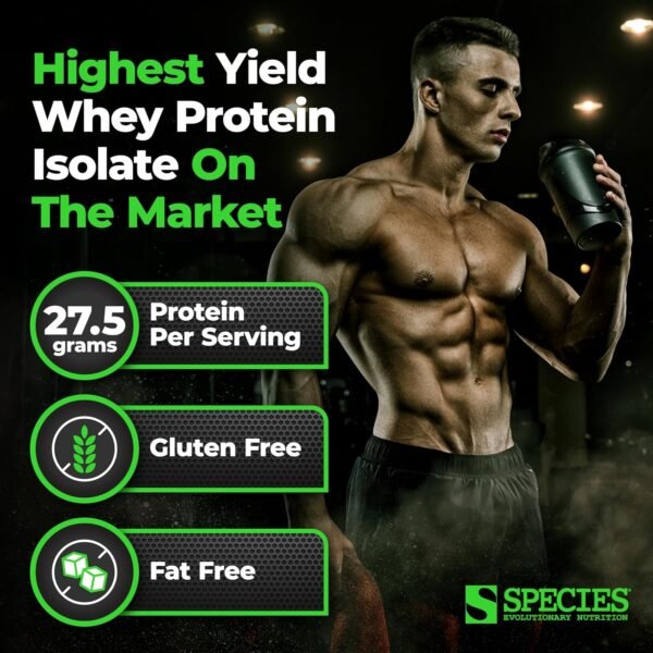 Species Nutrition Isolyze Whey Protein Powder, 100% Whey Isolate for Muscle Building, 27.5g Protein Per Scoop, No Sugar & Low Fat (Chocolate Peanut Butter, 22 Servings) - Image 3