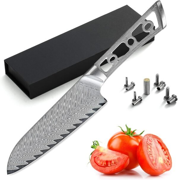 KATSURA Woodworking Project Kit – Santoku Knife Blank – 5 Inch with 40mm wide blade – Thunder-X Series – Japanese Premium 67 Layers Damascus AUS 10 Steel – NO LOGO - Image 2