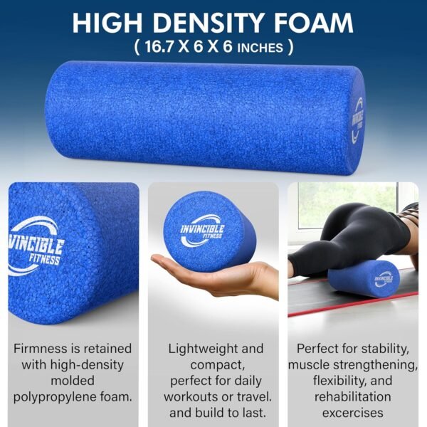 Invincible Fitness EPP Foam Roller for Deep Tissue Massage – Enhance Recovery, Relieve Pain, and Boost Mobility for a Stronger, Healthier You (Blue) - Image 4