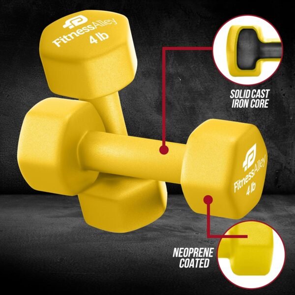 Neoprene Coated Workout Dumbbells set of 2 – Anti Roll, Non Slip with Smooth Grip Fitness & Exercise Dumbbells – Hexagon Shaped Hand Weights for Women & Men – Best Choice for Gyms & home use - Image 5