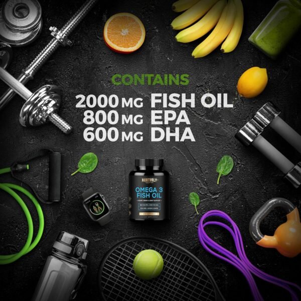 Omega 3 Fish Oil 2000mg, 800mg EPA and 600mg DHA - Enteric Coated and Burpless - Supports Brain, and Heart - Burpless, Non-GMO, 3rd Party Lab Tested and NSF Certified - 120 Softgels - Image 6